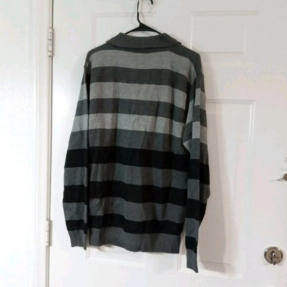 Marx & Dutch Collection Gray Striped 1/4 Zip Pullover Sweater Men's Large - Picture 7 of 7